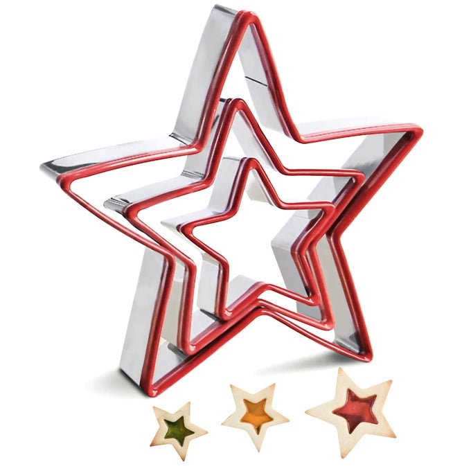 STAR COOKIE CUTTERS SET OF 3 STAINLESS STEEL STAR SHAPE CUTTERS FOR SANDWICH BISCUIT FONDANT CAKE CHEESE
