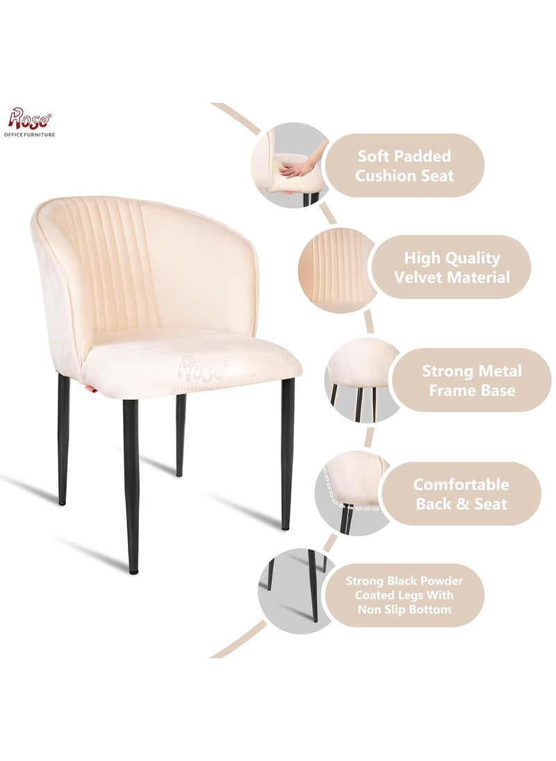 Rose ROSE Fire Cafe Chair Side Chair Kitchen Breakfast Living Room Chair Modern Velvet Dining Chair for Cafe Chair Restaurants Chairs 1 Classic Cream Plain Valvet  - Image 3