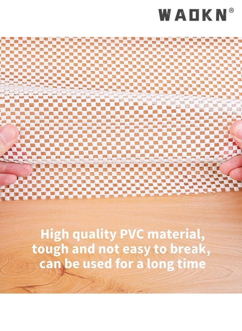 دبليو أيه أو كي أن متعددة الأغراض غير الانزلاق حصيرة ، 30CM × 200CM ، PVC رغوة مكافحة الانزلاق وسادة الفواكه والخضروات عداد مكافحة الانزلاق وسادة PVC شبكة القدم وسادة جوف مكافحة الانزلاق وسادة من أي حجم ، PVC مكافحة الانزلاق السجاد وسادة الأسفل السجاد قبضة حصيرة الدرج رف بطانة الماء لمكتب المنزل السيارات المطبخ الحمام (الأبيض) - Image 4