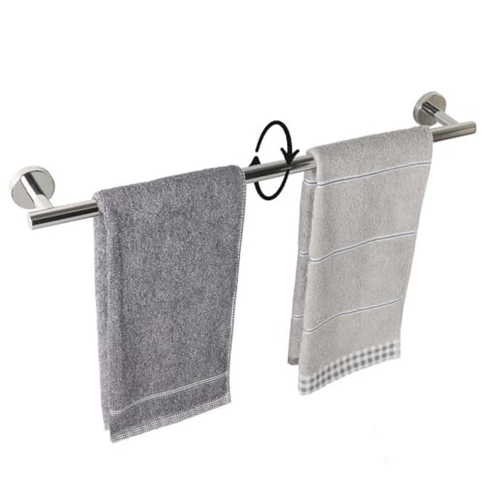 BATH TOWEL BAR THICKEN SUS304 STAINLESS STEEL BATHROOM TOWEL HOLDER TOWEL ROD FOR BATHROOM HEAVY DUTY WALL MOUNTED TOWEL RACK HANGER 24IN CHROME