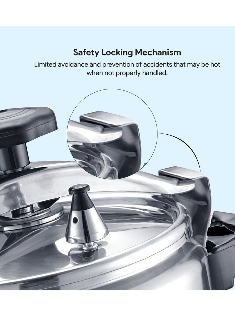 DELICI Aluminium Pressure Cooker 5 Litre (DPC 5A) – Durable Heavy-Duty Body & Lid, Fast & Safe Cooking with Strong Heat-Resistant Base, Safety Locking Mechanism, Long-Lasting Rubber Gasket, ISI Certified, 2-Year Warranty  - Image 4