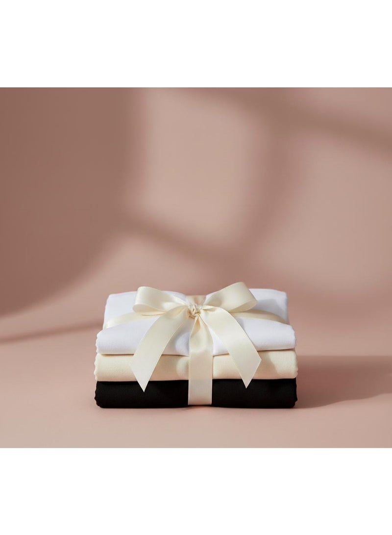 Pack of 3 Chiffon Hijabs for Women – Premium Lightweight & Soft Shawls | Elegant Headscarf Wraps for Daily, Abaya & Bridal Wear (28 x 72 inch) – White, Black, Off White