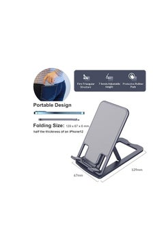 OUYoo OUYoo Foldable Cell Phone Stand Holder Aluminum Adjustable Height Nonslip Adhesive Portable Cellphone Cradle for Desk Office Table Home Travel Mobile Smartphone Compatible with tablets（silver）  - Image 2