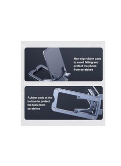OUYoo OUYoo Foldable Cell Phone Stand Holder Aluminum Adjustable Height Nonslip Adhesive Portable Cellphone Cradle for Desk Office Table Home Travel Mobile Smartphone Compatible with tablets（silver）  - Image 5