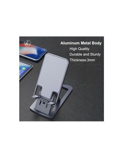 OUYoo OUYoo Foldable Cell Phone Stand Holder Aluminum Adjustable Height Nonslip Adhesive Portable Cellphone Cradle for Desk Office Table Home Travel Mobile Smartphone Compatible with tablets（silver）  - Image 4