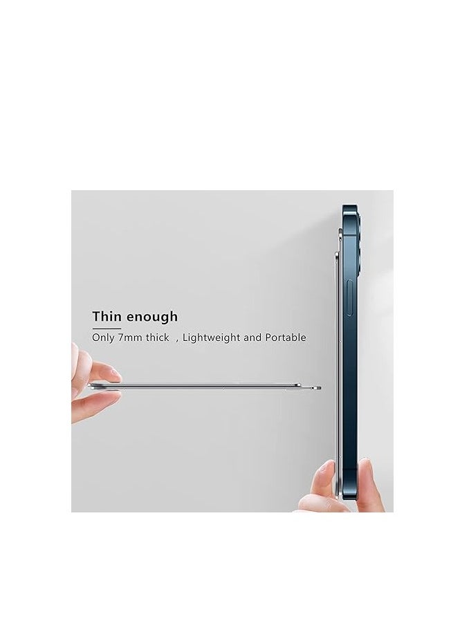 OUYoo - OUYoo Foldable Cell Phone Stand Holder Aluminum Adjustable Height Nonslip Adhesive Portable Cellphone Cradle for Desk Office Table Home Travel Mobile Smartphone Compatible with tablets（silver） - Image 1