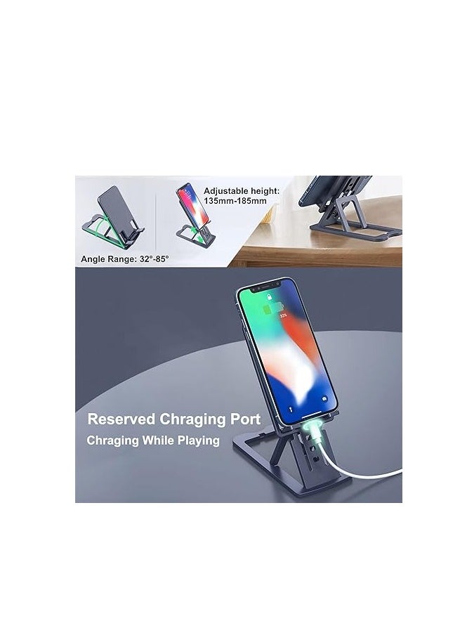 OUYoo - OUYoo Foldable Cell Phone Stand Holder Aluminum Adjustable Height Nonslip Adhesive Portable Cellphone Cradle for Desk Office Table Home Travel Mobile Smartphone Compatible with tablets（silver） - Image 1