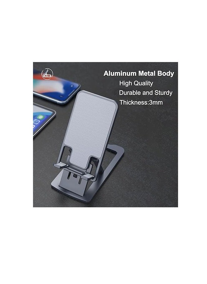 OUYoo OUYoo Foldable Cell Phone Stand Holder Aluminum Adjustable Height Nonslip Adhesive Portable Cellphone Cradle for Desk Office Table Home Travel Mobile Smartphone Compatible with tablets（silver）  - Image 4