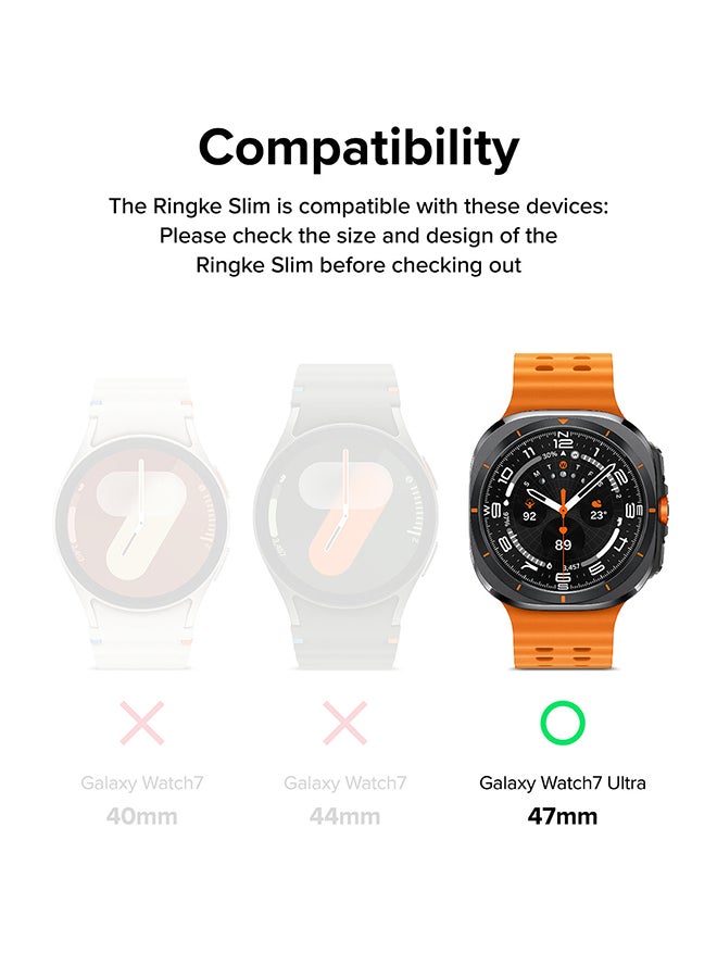 Ringke Slim Extend And Glass Combo For Samsung Galaxy Watch Ultra Case, Anti Scratch Protector Adhesive Frame Ring Cover Accessory Full-Coverage Screen Protector - Matte Black - Image 2