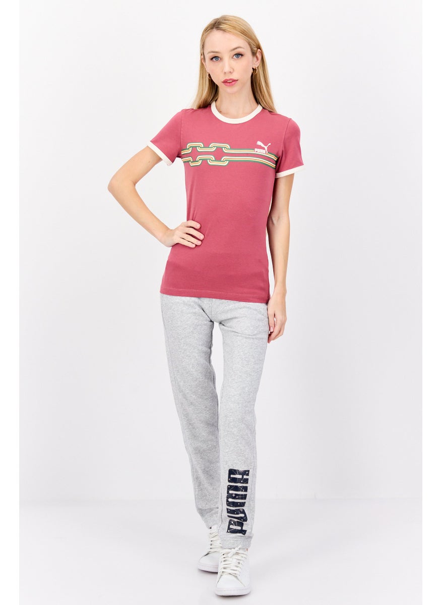 PUMA Women Sportswear Fit Brand Logo Short Sleeve Training T-Shirt, Mauve Combo  - Image 2