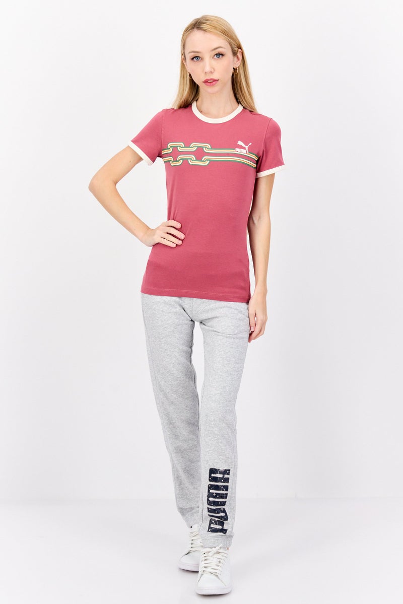PUMA Women Sportswear Fit Brand Logo Short Sleeve Training T-Shirt, Mauve Combo - Image 2