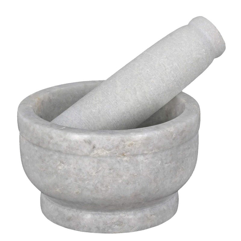 NRSON Mortar And Pestle Set Kharad Masher Spice MixerOkhli And MusleKharal For Kitchen 4 InchesWhite Colour - Image 2