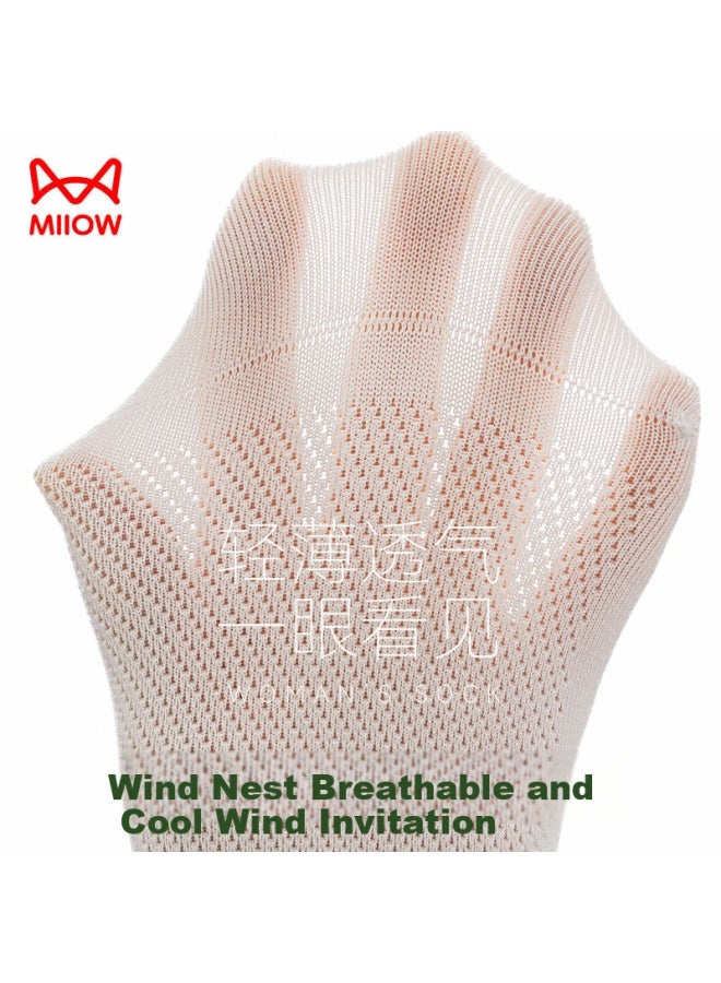 Miiow Women's Socks, Summer Breathable Mesh Boat Socks, Small Ear Anti-slip Invisible Socks, Shallow Mouth Short Socks - Image 2