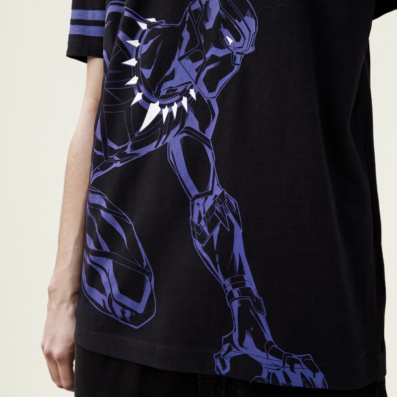 Splash FAV Black Panther Print T-shirt with Crew Neck and Short Sleeves - Image 4