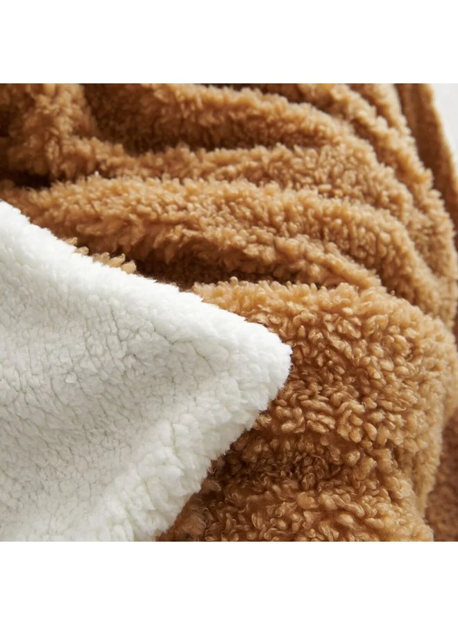 ميزوي بطانية خفيفة شيربا مريحة ناعمة وفاخرة بني وأبيض 1 x 153 x 127 سم ALPACA 01
