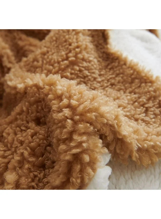 ميزوي بطانية خفيفة شيربا مريحة ناعمة وفاخرة بني وأبيض 1 x 153 x 127 سم ALPACA 01