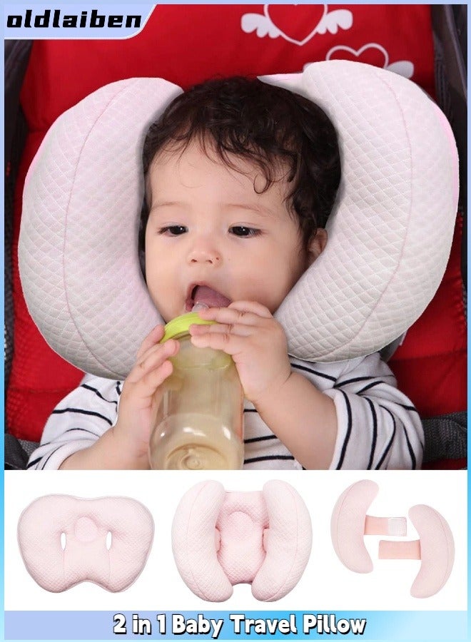 Upgrade 2 in 1 Baby Travel Pillow - Banana Shape Adjustable Baby Neck Head Support Car Seat Insert Pillow for Kids,Headrest Pillows for Cars, Pink - Image 1