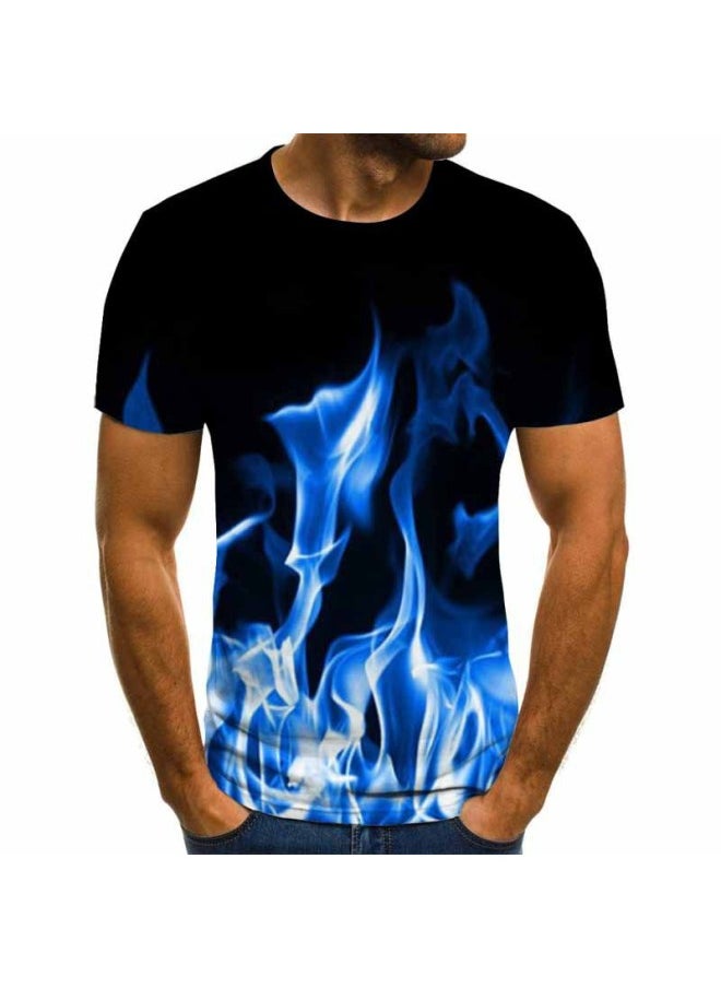 Summer Hot Flame Casual 3D Printing Round Neck Pullover Short Sleeve Men's Hip Hop T-shirt-Color:TXU-1874-Dimensions:100  - Image 2