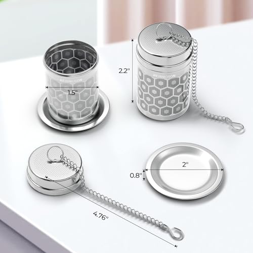 Reinmoson 2 Pack Reinmoson Tea Strainers for Loose Tea, Extra Fine Mesh Tea Infuser, 304 Stainless Steel & Updated Slim Threaded Lid, Loose Leaf Tea Steeper for Black Tea, Rooibos, etc - Image 2