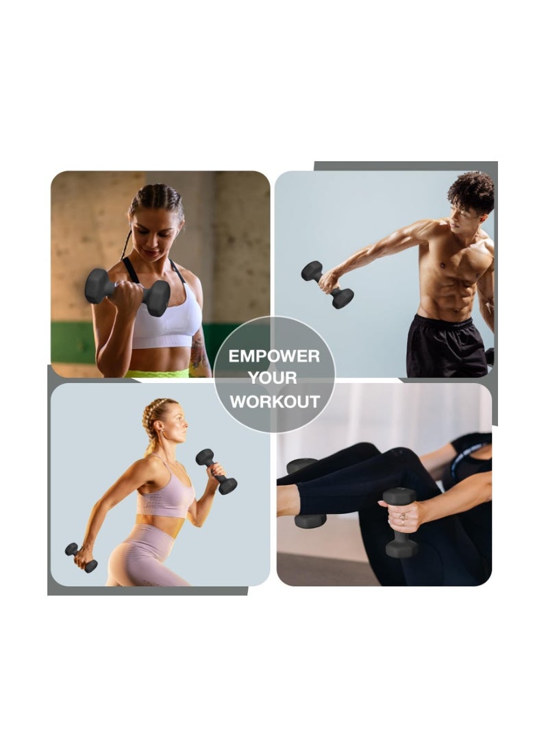 Allure Sphere Neoprene Dumbbell Set For Home Gym Exercise - Anti Slip Fitness Equipment For Pilates, Cardio, Training - Anti Sweat Hex Dumbbells in 1Kg 2Kg 3Kg 4Kg 5Kg In Pair - Image 2