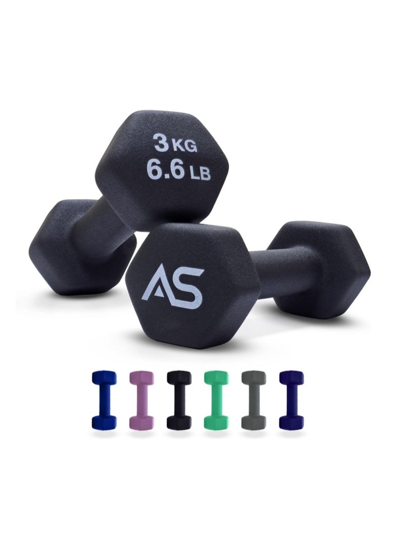 Allure Sphere Neoprene Dumbbell Set For Home Gym Exercise - Anti Slip Fitness Equipment For Pilates, Cardio, Training - Anti Sweat Hex Dumbbells in 1Kg 2Kg 3Kg 4Kg 5Kg In Pair - Image 1