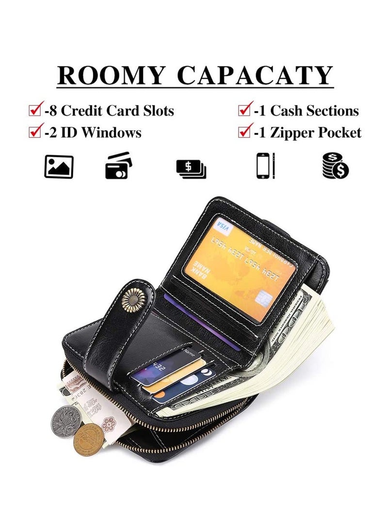 KASTWAVE 1 Piece Women's Wallet RFID Blocking Leather Bifold Pocket Wallet Card Holder Wallet with ID Window - Image 3