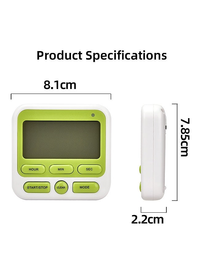 إم إكس إن مؤقت المطبخ الرقمي مع مفتاح تشغيل/إيقاف تشغيل كتم الصوت/إنذار الصوت، ساعة ومنبه 12 ساعة، وظيفة الذاكرة العد لأعلى والعد لأسفل للأطفال المعلمين أثناء الطهي، شاشة عرض كبيرة، مغناطيس قوي (أخضر) - Image 2