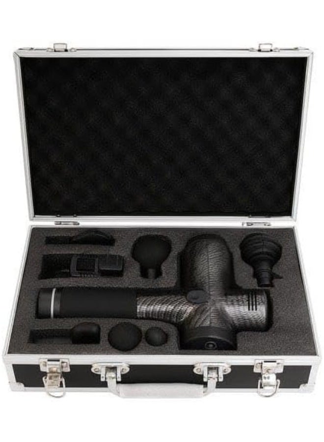 Massage gun with 30 speeds and 6 heads in a metal case with an LCD touch screen - Image 4