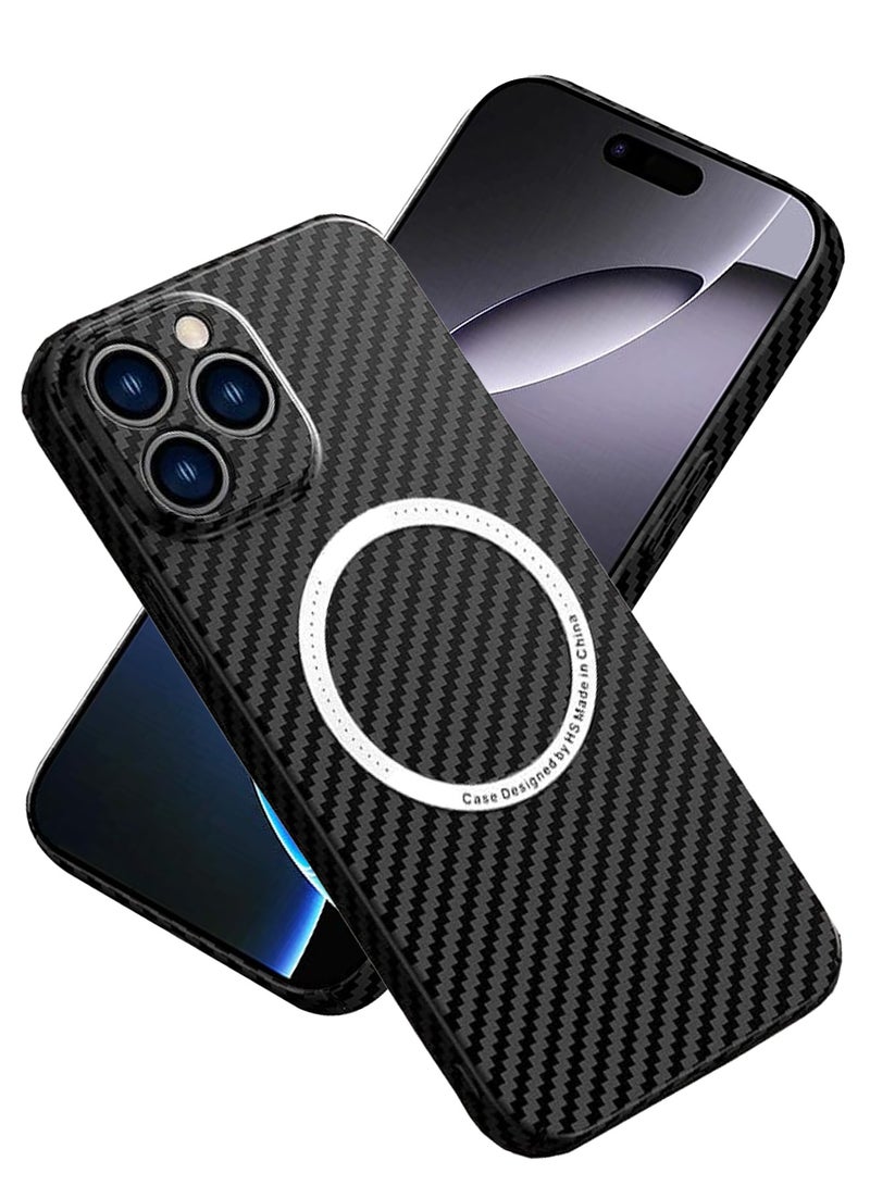 Aookay Magnetic Case for iPhone 16 Pro Case, Carbon Fiber Slim Ultra Thin Aramid Fiber Anti-Scratch Shockproof Phone Case (Black) - Image 1