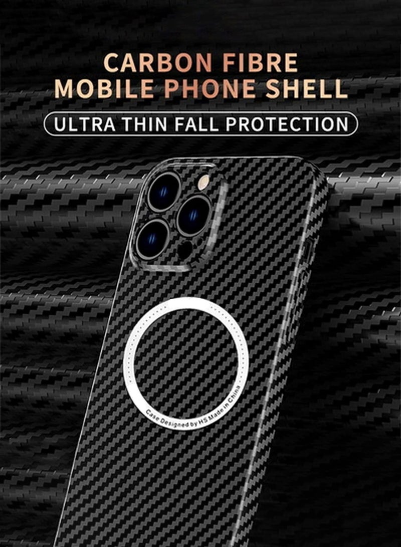 Aookay Magnetic Case for iPhone 16 Pro Case, Carbon Fiber Slim Ultra Thin Aramid Fiber Anti-Scratch Shockproof Phone Case (Black) - Image 3