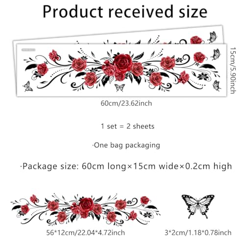 Mirabuy Red Rose Floral Flower Vine Window Cling Decals Vinyl Peel and Stick Wall Window Murals for Bathroom Washroom Living Room Bedroom - Image 2