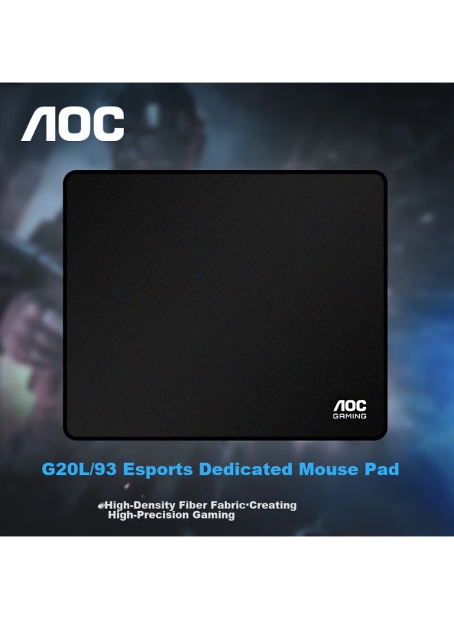 Aoc Professional Gaming Mouse Pad, Large And Medium Size, 450*400*4mm, Thickened With Locked Edges, High-density Fiber, For Keyboard And Computer Desk, G20l/93 Black - Image 1