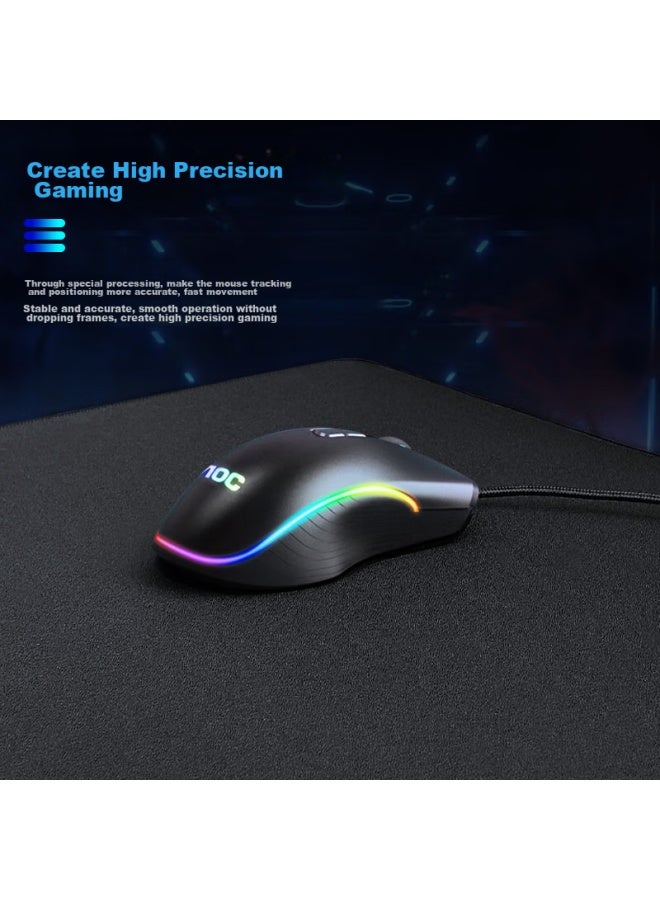 Aoc Professional Gaming Mouse Pad, Large And Medium Size, 450*400*4mm, Thickened With Locked Edges, High-density Fiber, For Keyboard And Computer Desk, G20l/93 Black - Image 2