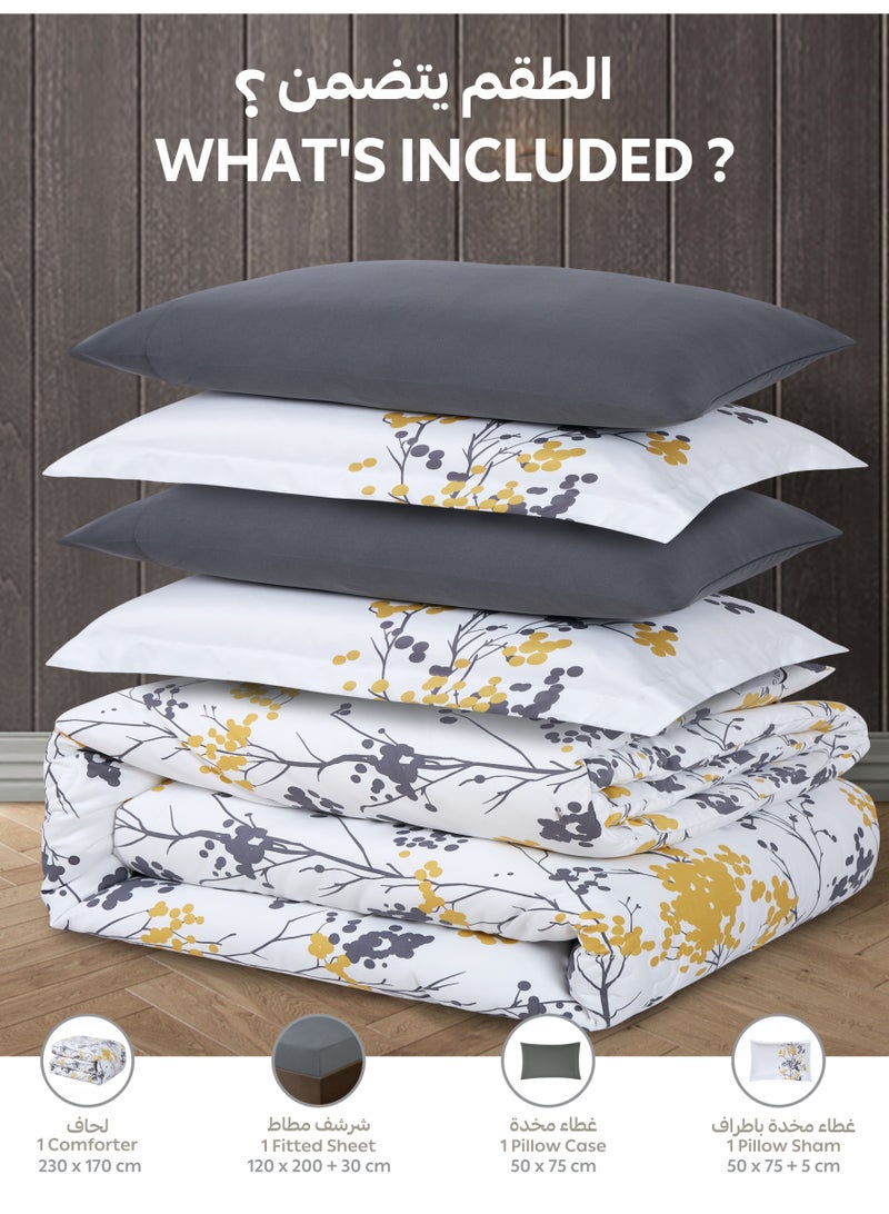 Doona Printed 4-Pcs Single Comforter Bedding Set Fits 120x200cm -Includes Comforter, Fitted Sheet, Pillow Shams & Pillowcases – Soft Microfiber Fabric with Soft 350 GSm Filling - Image 4