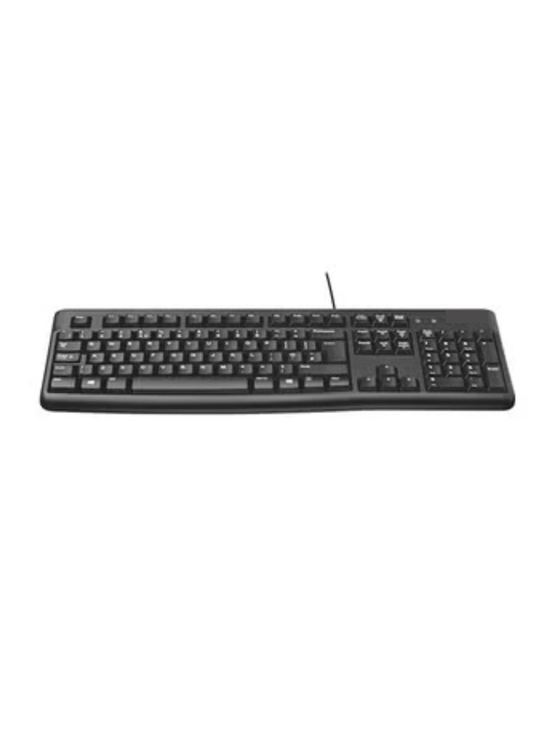 K120 Wired Keyboard for Windows, USB Plug and Play, Full Size, Spill Resistant, Curved Space bar PC / Laptop, English Layout Black