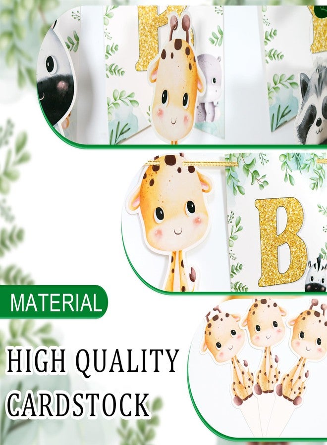 FOZEE Safari Welcome Baby Banner, Jungle Animal Hanging Swirls, Cupcake Toppers, Pre-strung Jungle Safari Baby Shower Gender Reveal Decorations, 34Pcs - Image 4