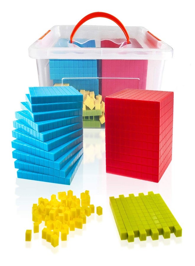 Doloowee Base Ten Blocks Set - 121PCs Base 10 Set Learning Math Manipulative Teach Kids Volume, Place Value and Number Concepts for Early Counting Math in School or Home - Image 1