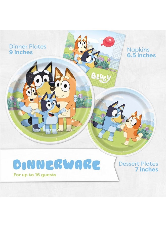 Unique Unique Bluey Birthday Party Supplies | Serves 16 Guests | Officially Licensed Bluey Party Decorations - Banner, Table Cloth, Dinner & Cake Plates, Napkins, Sticker  - Image 3