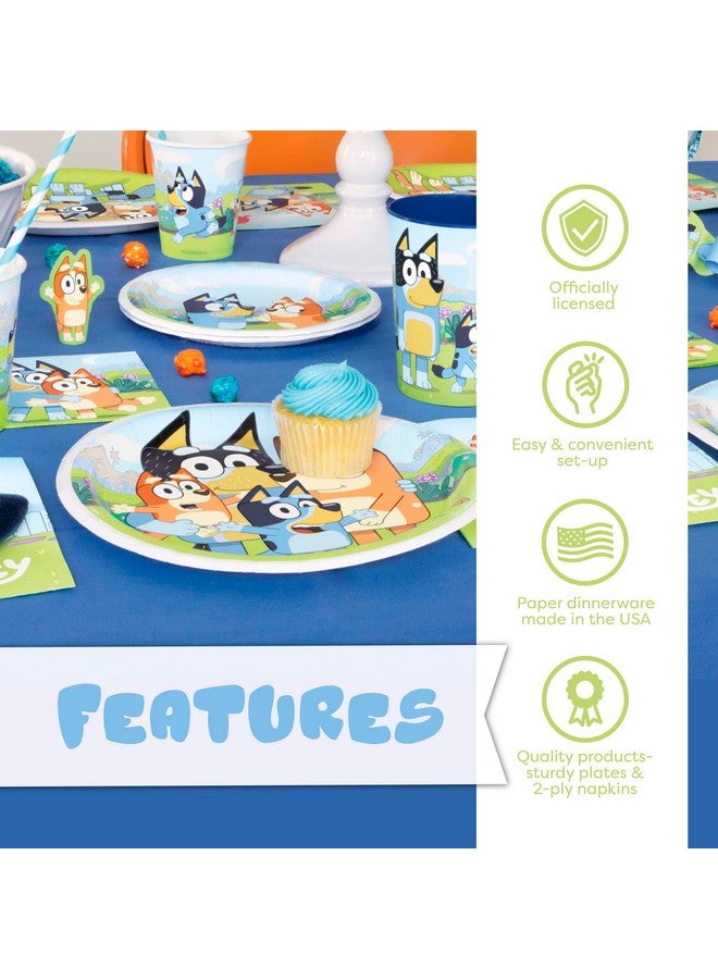 Unique Unique Bluey Birthday Party Supplies | Serves 16 Guests | Officially Licensed Bluey Party Decorations - Banner, Table Cloth, Dinner & Cake Plates, Napkins, Sticker  - Image 5