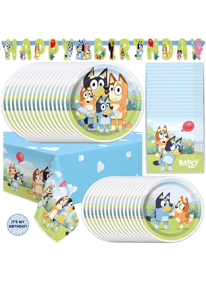 Unique Unique Bluey Birthday Party Supplies | Serves 16 Guests | Officially Licensed Bluey Party Decorations - Banner, Table Cloth, Dinner & Cake Plates, Napkins, Sticker  - Image 1