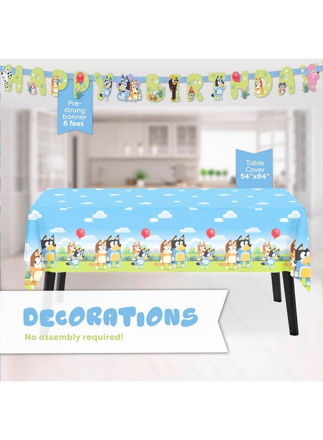 Unique Unique Bluey Birthday Party Supplies | Serves 16 Guests | Officially Licensed Bluey Party Decorations - Banner, Table Cloth, Dinner & Cake Plates, Napkins, Sticker  - Image 4