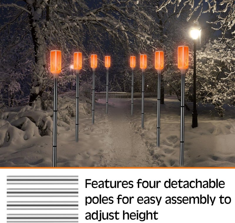 Macarrie Macarrie 9 Packs Solar Powered Driveway Markers Lights Reflective Driveway Reflector on Poles for Snow Road Outdoor Yard Parking Sidewalk Landscape 37 InchOrange  - Image 5