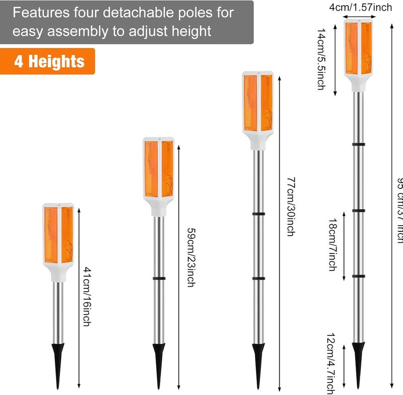 Macarrie Macarrie 9 Packs Solar Powered Driveway Markers Lights Reflective Driveway Reflector on Poles for Snow Road Outdoor Yard Parking Sidewalk Landscape 37 InchOrange  - Image 2
