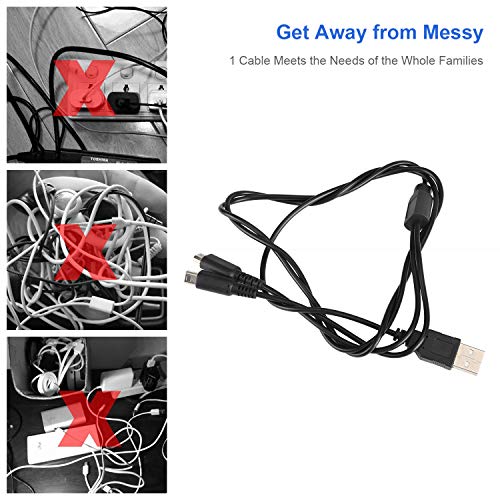 CSTESVN 2 in 1 USB Charger Cable for Nintendo DS Lite, New 3DS(XL/LL), New 3DS, 3DS(XL/LL), 3DS, New 2DS(XL/LL), 2DS, DSi(XL/LL), DSi(NOT Compatible with Nintendo DS) - Image 4