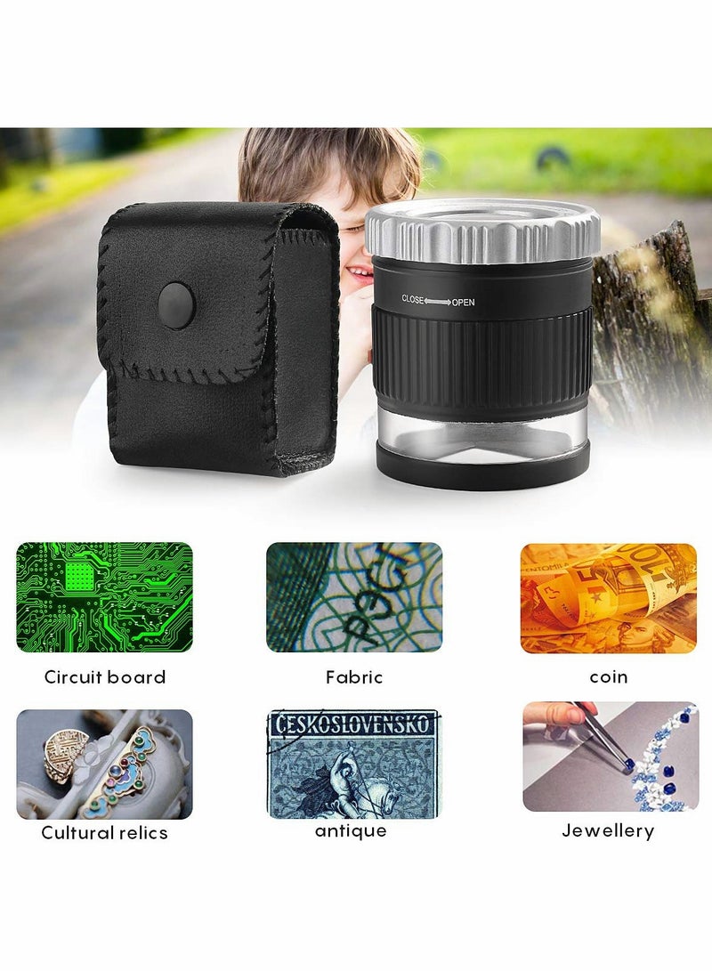 Excefore 30X Loupe Magnifier,Adjustable Focal Length Magnifier,Foldable Jewelry Magnifier Glass for Textile Optical,Embroidery,Circuit Board,Coins,etc.  - Image 2
