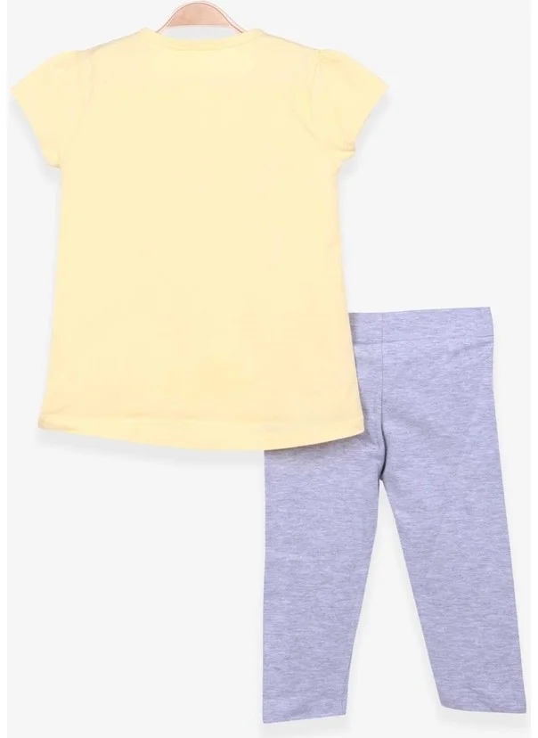 بريز Girl Child Tights Suit Text Printed Yellow Cotton Soft (4-9 Years)