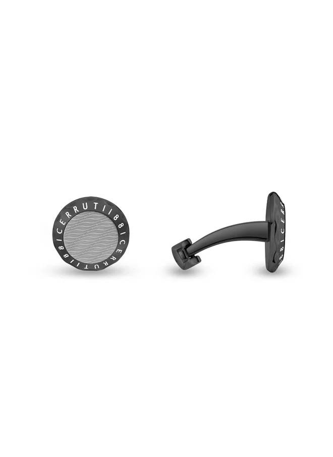 شيروتي 1881 Cerruti 1881 Pietro Black Grey Stainless Steel Cufflink for Men