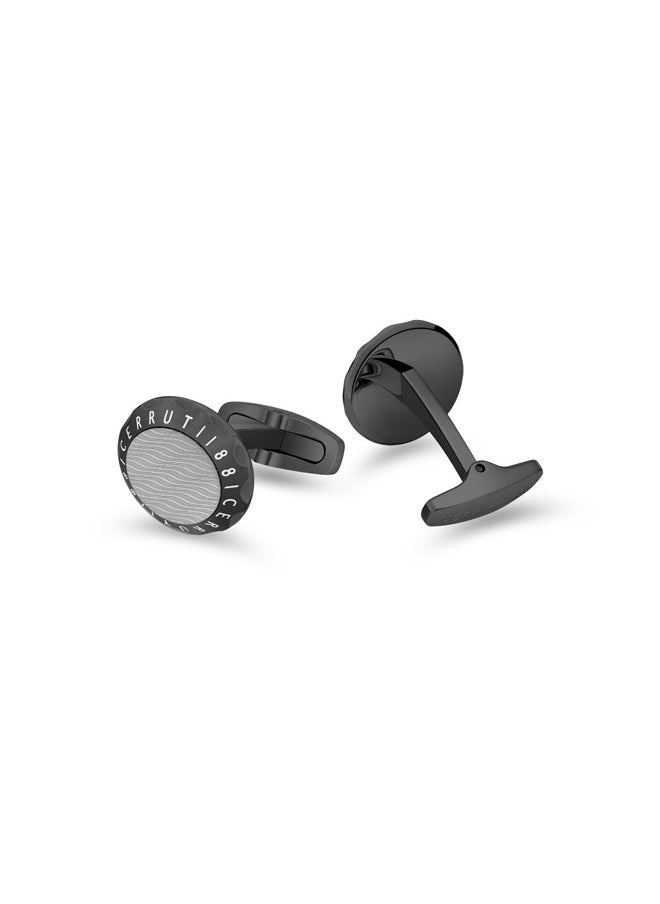 CERRUTI 1881 Pietro Black and Grey Stainless Steel Cufflinks for Men  - Image 3