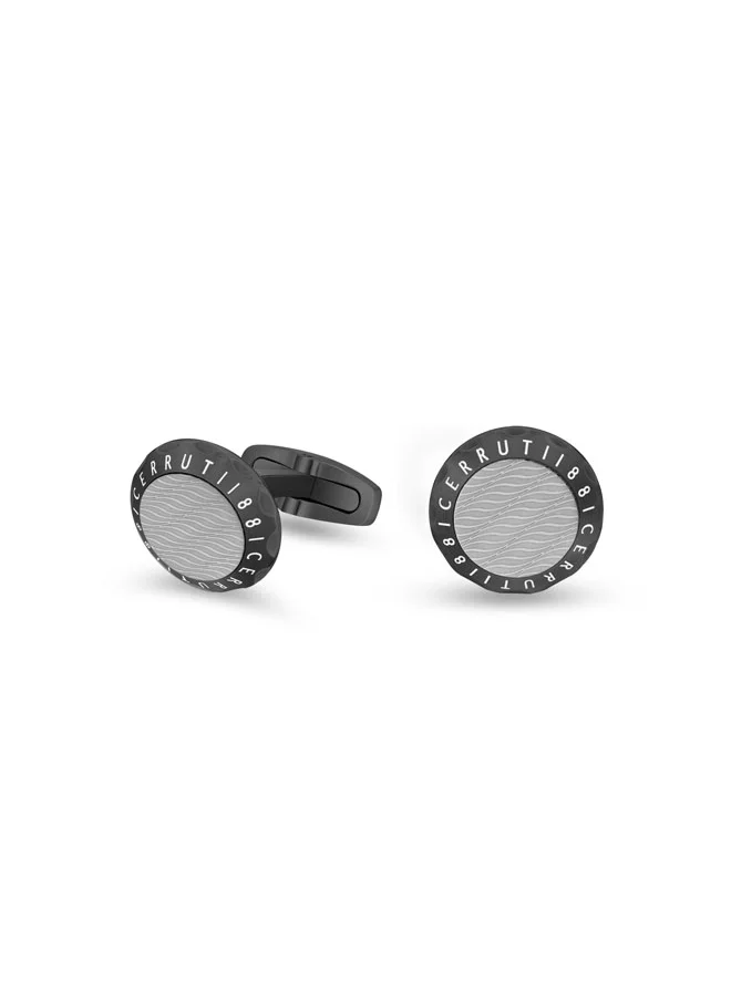 شيروتي 1881 Cerruti 1881 Pietro Black Grey Stainless Steel Cufflink for Men