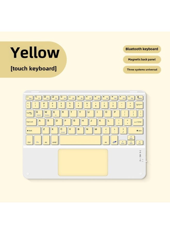 Touch Wireless Bluetooth Keyboard Magnetic Suction Control Suitable For Apple Huawei Mobile Phone IPad Tablet PC Charging Office-Color:10inch Ordinary Button Color Touch Yellow-Product Type:Keyboard + Dual-mode Charging Mouse - Image 1
